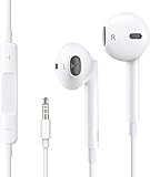Für 3,5 mm In-Ear Kopfhörer [Apple MFi Zertifiziert] mit Kabel mit Mikrofon und Lautstärkeregelung für Ohrstöpsel und Premium HiFi Sound, ideal für iPhone, Galaxy, Sony, Huawei, MP3 Player weiß