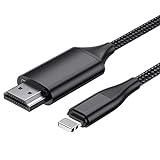 HDMI-Kabel für iPhone, HDMI-Konverterkabel 2,0 m, Phone/Pad/Pod auf TV, HDMI-Verbindungskabel, iOS 11, 12, 13, 14, YouTube TV-Ausgang, High Definition HD1080P schwarz