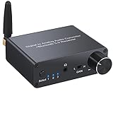 LiNKFOR Digital Analog Audio Konverter 192KHz Bluetooth DAC mit Kopfhörerverstärker mit DAC Netzteil mit Bluetooth Empfänger V5.0 D/A Adapter mit Optischem Kabel und Koaxial Kabel