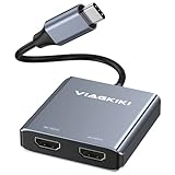 Viagkiki USB C auf Dual HDMI Adapter 8K, Dual HDMI Monitoradapter, unterstützt Single 8K @ 30Hz oder Dual 4K @ 60Hz kompatibel mit MacBook Pro/Air, Dell XPS 13/15, Lenovo Yoga usw