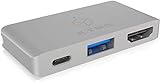 Icy Box Thunderbolt 3 Dock passend für MacBook Pro und MacBook Air, HDMI 4K 30Hz, USB 3.0, Aluminium, Silber