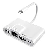 Anytrox iPhone HDMI Adapter mit iPhone USB Adapter und iPhone RJ45 Ethernet LAN Adapter 4-in-1 iPhone HDMI Ethernet Adapter Kompatibel mit iPhone 14 12/13/11/XS/XR/X/8/7/Pad