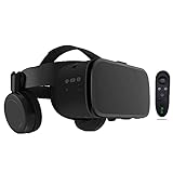 VR Brille für Handys, Bluetooth VR Headset für iPhone/Samsung Handy 3D Virtual Reality Brille mit kabelloser Fernbedienung, VR Brille für Filme und Spiele kompatibel mit Android/iOS-Handys (schwarz)