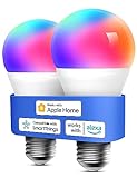meross Smart LED Glühbirne WLAN Glühbirne funktioniert mit Apple HomeKit Wifi Lampe mehrfarbig & dimmbar kompatibel mit Siri, Alexa, Google Home und SmartThings E27