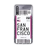 Handy Case Cover Schutz Hülle iPhone Boarding Pass Flugticket TIJARO (Samsung Galaxy A30s, San Francisco)