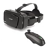 VR Brille 3D VR Headset mit Controller, Virtual-Reality-Brille mit Blu-Ray-Augenschutz, Licht & Klein, Filme schauen, Video & Spiel, unterstützt 11,9–17,8 cm (4,7–7 Zoll) Smartphone