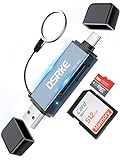 DSRKE SD Kartenleser mit USB 3.0/USB C Dual-Stecker für Computer/Telefon, Aluminum Highspeed Kartenlesegerät OTG Adapter, für SD/Micro SD/SDXC/SDHC/MMC/RS-MMC/UHS-I mit Windows/Mac OS/Android