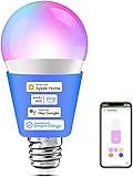 meross WLAN Glühbirne funktioniert mit Apple HomeKit Wifi Lampe für HomeKit mehrfarbig & dimmbar kompatibel mit Siri, Alexa, Google Home und SmartThings E27
