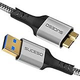 SUCESO USB 3.0 Micro B Kabel Externes Festplattenkabel USB 3.0 Stecker auf Micro B Stecker Datenkabel Kompatibel mit Toshiba, WD, Seagate, My Passport, Samsung Galaxy S5/Note 3/Note Pro 12,2 usw - 1M