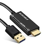 USB auf HDMI Adapterkabel mit Audio für Mac OS Windows 10/8/7/Vista/XP, USB 3.0 auf HDMI Stecker HD 1080P Monitor Display Video Adapter/Konverterkabel(1.8M)