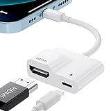 iPhone HDMI Adapter, 1080P iPhone mit TV verbinden HDMI Video & Audio Sync Bildschirm, HDMI Adapter für iPhone zu TV Kompatibel mit iPhone 14/13/12/11/XR/XS/X/8/7【Keine Stromversorgung erforderlich】