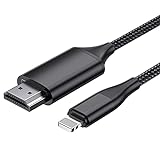 HDMI Kabel für iPhone, HDMI Konverterkabel, 2,0 m, Phone/Pad/Pod zu TV, HDMI Verbindungskabel, iOS 11, 12, 13, 14, YouTube TV Ausgang, High Definition HD1080P