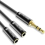 Syncwire Audio Y Splitter Kabel - 23cm- 3,5mm Male auf 2X Female Nylon Kopfhörer Doppelstecker für Apple, Samsung, Smartphone, Kopfhörer, Lautsprecher, Mikrofon & Mehr - Schwarz