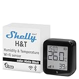 Shelly H&T Gen 3 Schwarz | Wi-Fi und Bluetooth Temperatur & Luftfeuchtigkeitssensor | Hausautomation | Kein Hub erforderlich | Lange Batterielebensdauer | Wandmontierbar