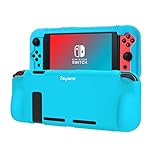 Teyomi Hülle Kompatibel mit Nintendo Switch, Schutzhülle aus Silikon mit Federung und Anti-kratzt Spiel Kassette Slot Design(Blau)
