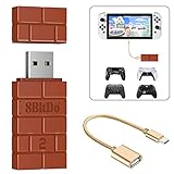 AKNES 8Bitdo Wireless USB Adapter 2 für Switch,Xbox One/Xbox Series X & S,PS5,PS4,PS3 Controller auf Switch OLED/Switch, PC, Android TV-Box, Raspberry Pi, Retrofreak, mit OTG Kable (Rot)