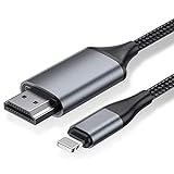 [4M lange Version]HDMI Kabel für iPhone, HDMI Konverter Kabel, Telefon/Pad/Pod zum TV, HDMI Verbindungskabel, OS 11, 12, 13, 14, YouTube TV Ausgang, High Definition HD1080P grau