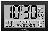 Technoline 8016 Funk-Wand-Uhr mit Temperaturanzeige, Kuststoff, schwarz, 225 x 143 x 24 mm, WS8016SCHWARZ, 225 x 24 x 143mm