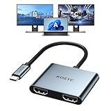 KOZYC USB C to Dual HDMI Adapter 4K@60Hz, Type C to HDMI Splitter Extended Display Kompatibel mit MacBook/MacBook Pro Air Dell XPS13/15, Samsung Galaxy S9/S9+ (Only on Windows Support MST)