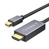 IVANKY Mini DisplayPort auf HDMI Kabel 2M, Nylon geflochten & vergoldet Mini DP/Thunderbolt auf HDMI Kabel, geeignet für MacBook Air/Pro, Surface Pro, Monitor, Projektor und weiter - 1080P