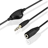 CABLEPELADO Audiokabel Verl&auml;ngerung Lautst&auml;rkeregler | Stereo-Audiokabel mit Regler 3,5 mm Stecker auf Buchse | f&uuml;r Lautsprecher, Kopfh&ouml;rer, Handy, Tablet, MP3 | Schwarz | 1 Meter
