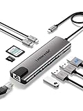 Lemorele USB C Hub - Docking Station 9 in 1 Aluminiumschale mit Gigabit Ethernet, 4K HDMI,100W PD,3 USB 3.0,USB-C-Daten, SD/TF, Docking Station USB C für MacBook Air/Pro,iPad,Windows,Switch,Chromecast