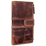 STILORD 'Alyssa' Portemonnaie Handy Leder Damen Reisebörse RFID Geldbörse mit Handyfach ideal für 6,1 Zoll iPhone 13 echtes Leder, Farbe:Kara - Cognac