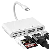 Uniytriox Lighting auf HDMI USB Adapter, 5-in-1 Digital AV USB SD/TF Adapter Anschluss Kamera mit HDMI Sync Bildschirm, Kartenleser und Power Port kompatibel für iPhone/TV/Projektor/Monitor/Pad
