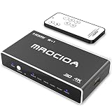 mrocioa HDMI Switch 4K, 5 in 1 Out 4K und 3D HDMI Umschalter, der 5 Port HDMI Splitter automatische umschaltung f&uuml;r PS4 / Xbox One/Fire TV/Apple TV/Sky Box/STB/DVD/Laptop/Roku.