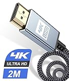 sweguard 4K HDMI Kabel 2Meter, HDMI Kabel 4K @ 60Hz 18Gbps Kurz 50cm Highspeed HDMI 2,0 Kabel Vergoldete Anschlüsse mit Ethernet/Audio Rückkanal, Kompatibel mit Video 4K UHD 2160p, HD 1080p-Grau