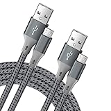 Micro USB Kabel 1M 2M 2Stück, Android Ladekabel, Geflochtenes Nylon Micro Ladekabel Kompatibel mit Samsung Galaxy J7, S7, S6, Kindle Fire, Fire HD-Tablets, PS4, Sony, HTC, LG, Motorola usw. Grau