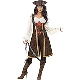 Smiffys 26225M Halloween! Smiffys Hochsee-Pirat Frauenzimmer-Kostüm, mit Kleid, Hose und Bandelier