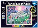Ravensburger Kinderpuzzle - 13670 Einhörner im Mondschein - Einhorn-Leuchtpuzzle für Kinder ab 6 Jahren, mit 100 Teilen im XXL-Format, Leuchtet im Dunkeln