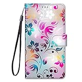 Miagon Full Body Flip PU Leder Schutzhülle für Samsung Galaxy S21 Plus,Bunt Muster Hülle Brieftasche Case Cover Ständer mit Kartenfächer,Bunt Blume