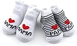 Distinct® Baby Baumwollsocken Süße Socken Ich Liebe Mama + Ich Liebe Papa Neugeborenes Kleinkind Jungen Mädchen Cotton kleine Söckchen (2 Paar)