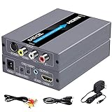 EASYCEL RCA S-Video auf HDMI Konverter, RCA Composite CVBS AV oder S-Video + R/L Audio Eingang zu HDMI Ausgang Upscale Konverter, Unterstützt 720P / 1080P Ausgangsschalter für N64, PS2, Wii, DVD