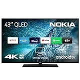 Nokia 43 Zoll (108cm) QLED 4K UHD Fernseher Smart Android TV (Netflix, Prime Video, Disney+), Sprachsteuerung: Google Assistant, Beleuchtete Fernbedienung, Dolby Vision - QNR43GV215 - 2022