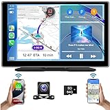 Wireless CarPlay Display Kabellos Android Auto, Airplay Mirror Link, 9 Zoll Touchscreen Monitor CarPlay Bildschirm Digital Media Receiver mit Bluetooth, AUX/FM/SD Karte, Car Multimedia Player 7V-32V
