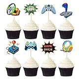 24 Stück Videospiel-Kuchenaufsatz Gaming-Dekoration Level Up Videospiel-Cupcake-Aufsätze für Spiele-Motto-Partys Kindergeburtstag Babyparty-Party-Dekorationen