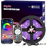 Diyife LED Strip, [Fernbedienung & App-Steuerung] 3M RGB LED Streifen, Bluetooth Led Lichterkette, Flexibel LED Band, Musik Sync, für Party, Zuhause, Schlafzimmer, TV