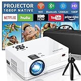 4k Movie Beamer, Native 1080P Full HD with 5G WiFi and Two-Way Bluetooth, 12000 Lumen, for Outdoor, 300' Display Home Theater, Compatible with iOS/Android/PC/XBox/PS4/TV Stick/HDMI/USB…