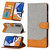 SUPWALL Flip Case Designed for Samsung Galaxy A14 5G | PU Leather Folio Wallet Cover | Card Holder Slots Stand Function | Bookstyle Folding Case | Grey