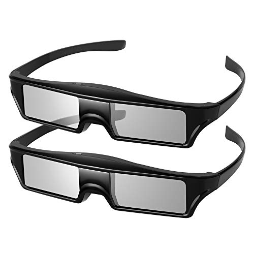 Elikliv 2 Pack 3D-Brille Wiederaufladbare 3D-Active Shutter-Brille Kompatibel mit Epson Sony 3LCD-Projektoren, 3D-Blue-Tooth-Fernsehern, kann nicht für DLP-Projektoren.