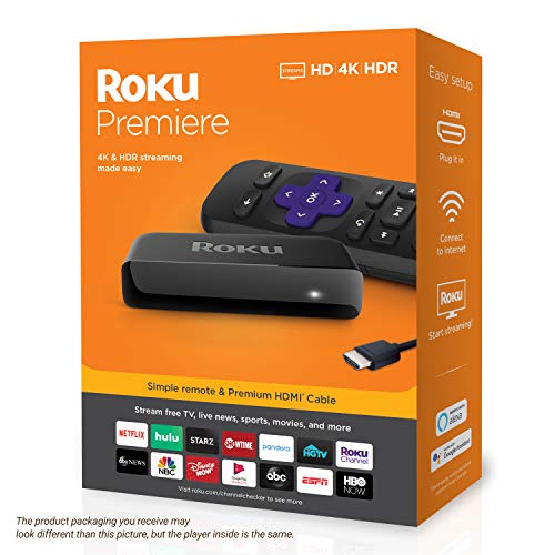 Roku Premiere | HD/4K/HDR Streaming Media Player, einfache Fernbedienung und Premium HDMI Kabel