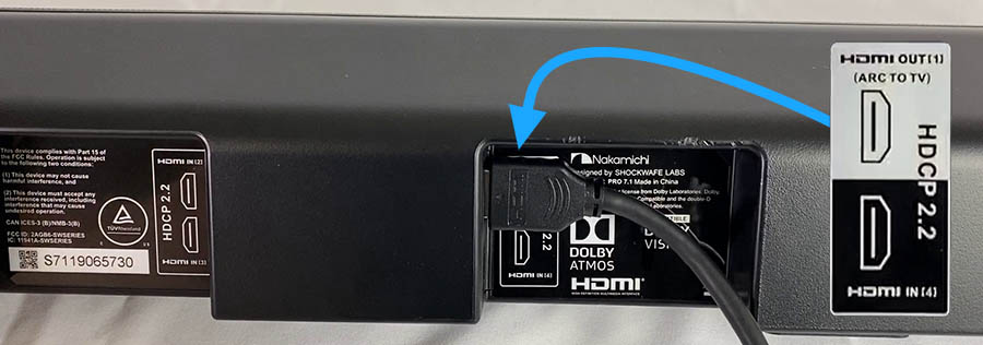Soundbar mit angeschlossenem HDMI- Anschluss (ARC) - Kleiner