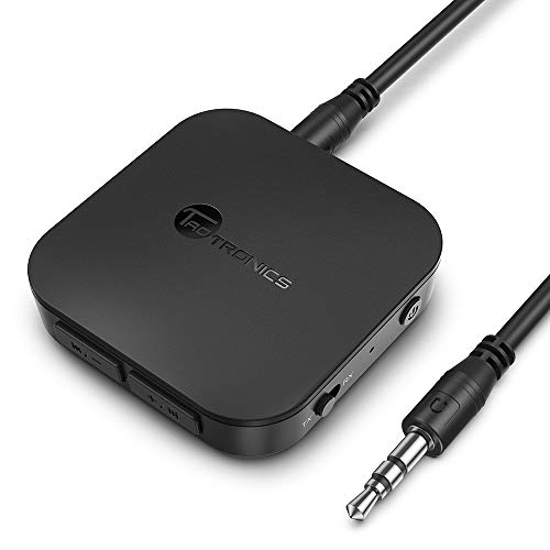 TaoTronics Bluetooth 5.0 Sender / Empfänger, drahtloser 3,5-mm-Audioadapter (aptX Low Latency, Pair 2 at Once, für TV / Car Sound System, Lautstärkeregelung)