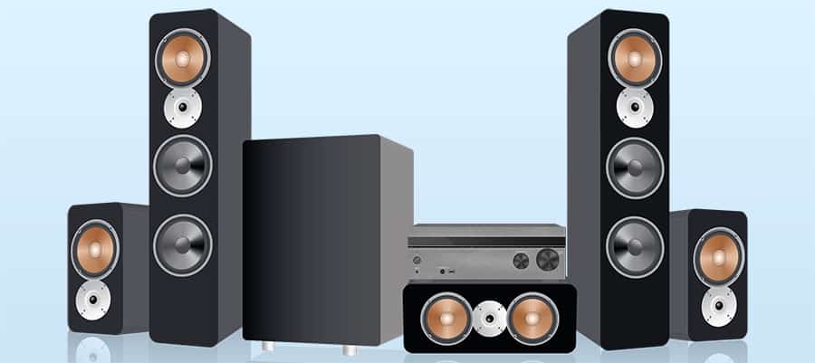 So schließen Sie eingeschaltete Lautsprecher an einen Empfänger an 5 Surround Sound Lautsprechersystem mit Empfänger - Kleiner