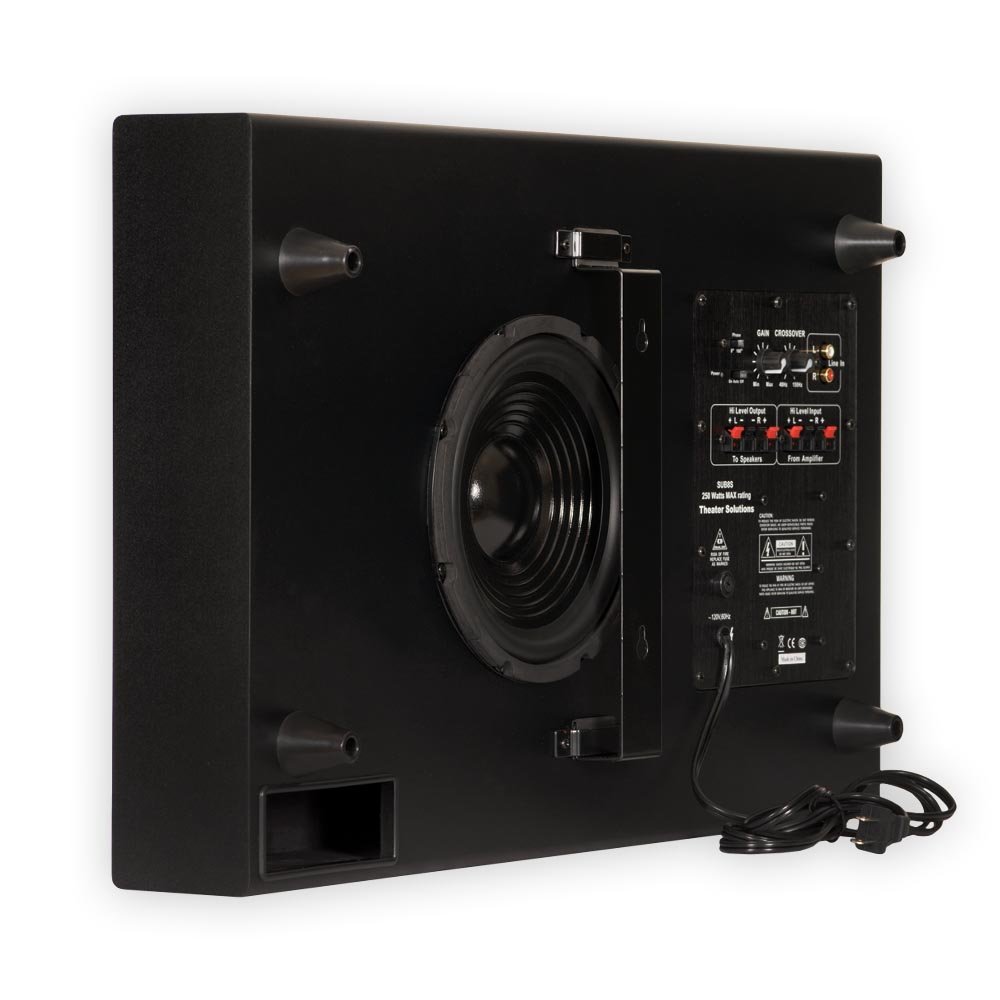 Theater Solutions SUB8S 250 Watt Surround Sound HD Heimkino Slim Powered Active Subwoofer (Schwarz)