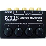 Rolls MX42 4-Kanal Passive Mini Stereo Mixer mit 2 RCA Stecker zu 2 RCA Stecker Dual Audio Kabel 3'