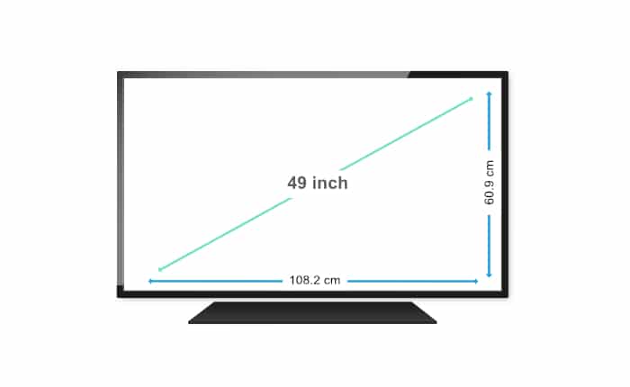 49 Zoll TV Abmessungen in cm